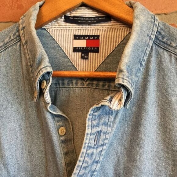 Tommy Hilfiger Denim Button Front Shirt Long Sleeve Flag Tag Size XL - Picture 1 of 5